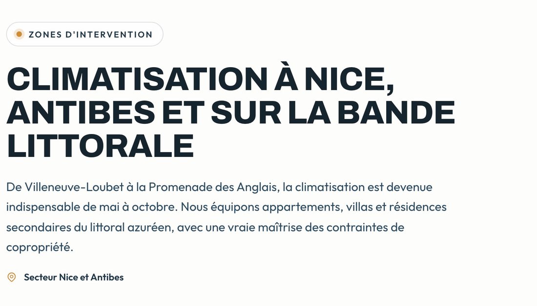 Page « Climatisation à Nice, Antibes et sur la bande littorale »